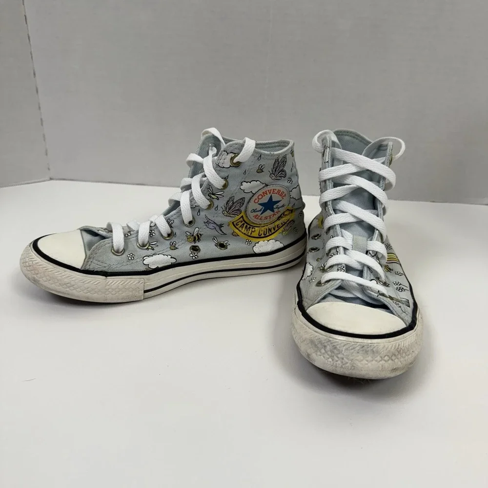 Converse All Star Chuck Taylor High-Top Sneakers Junior Sz 4 Blue Rainbow Summer